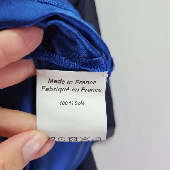 DOVIMA Paris Tunic Top Size Medium Blue Sheer 3/4 Sleeve Designer Blouse - Picture 10 of 12